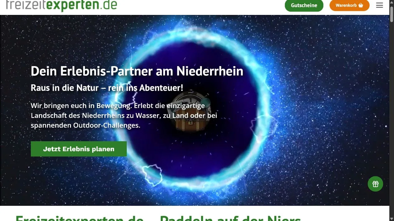 Startseite der neuen Freizeitexperten-Website am Niederrhein